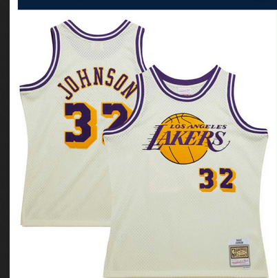 Custom Men Los Angeles Lakers #32 Johnson white NBA jersey